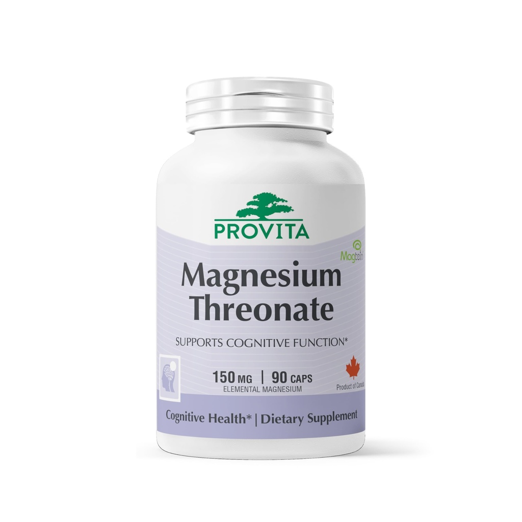 Provita Magnesium L-Threonate Supplement | Cognitive Support & Brain Electrolyte Balance | High Absorption Magnesium for Memory, Focus & Brain Health | Vegan Capsules | 50mg Elemental Magnesium