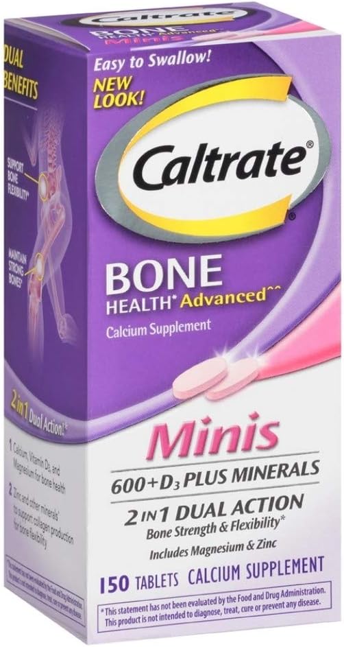 Caltrate 600+D3 Plus Minerals Minidis & Vitamin D3 Supplement Mini Tablet, 600 mg, 150 Kont (Pack of 3)