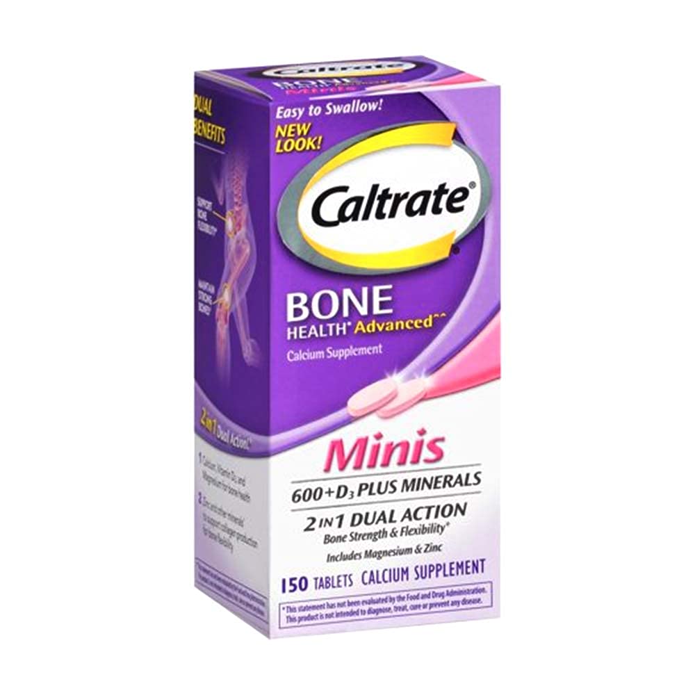 Caltrate 600+D3 Plus Minerals Minidis & Vitamin D3 Supplement Mini Tablet, 600 mg, 150 Kont (Pack of 3)