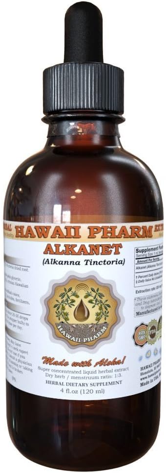HawaiiPharm Alkanet Sıvı Ekstraksiyon, Alkanet (Alkanna Tinctoria) Root Tincture Herbal Supplement 2 oz