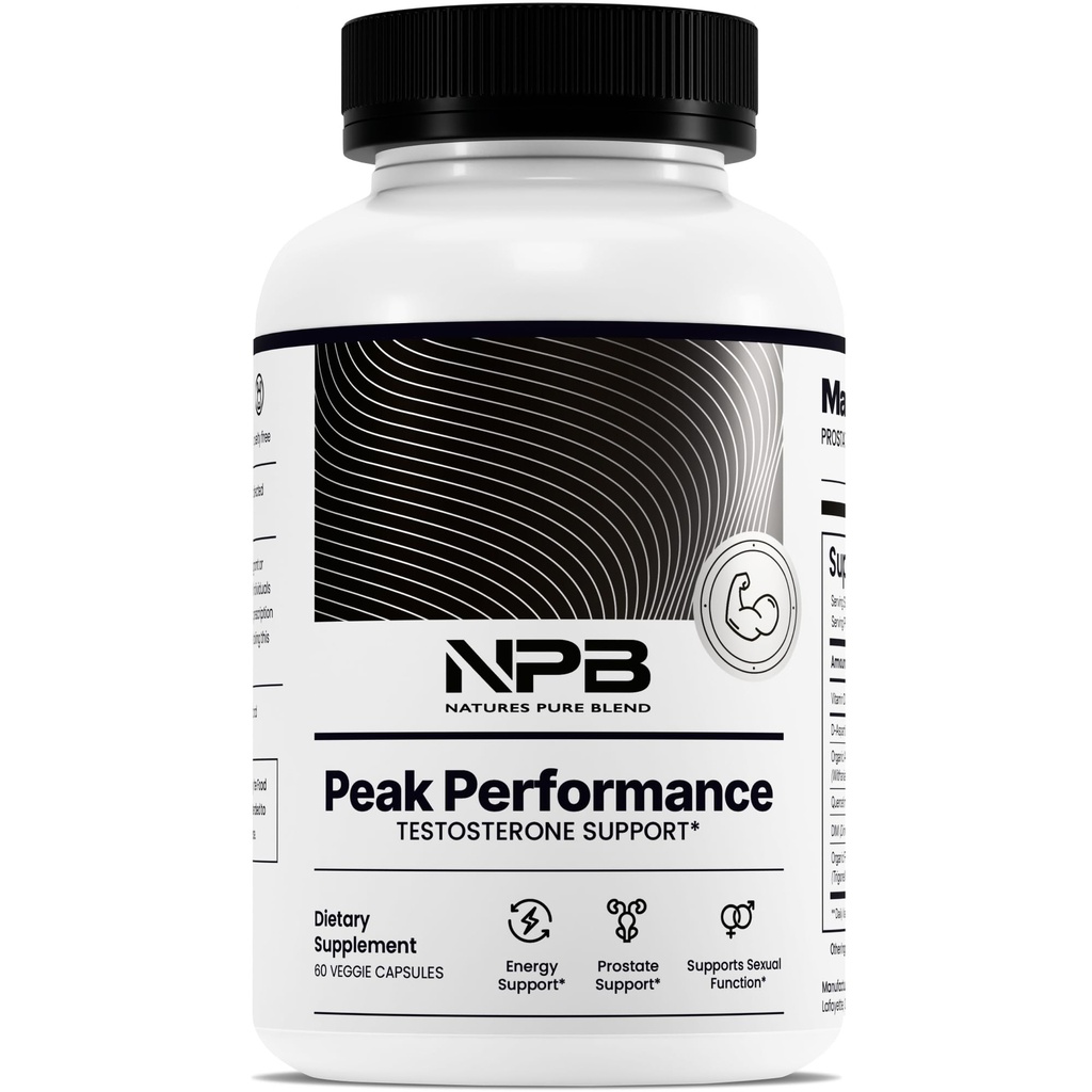 Nature's Pure Blend Peak Performansı - D-Aspartic Acid ile Erkekler için testosteron Supplement, Ashwagandha & DIM – Erkekler Prostate Health Support, Muscle Strength & Energy – Prostate Supplement