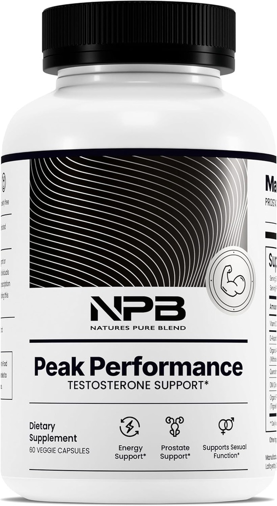Nature's Pure Blend Peak Performansı - D-Aspartic Acid ile Erkekler için testosteron Supplement, Ashwagandha & DIM – Erkekler Prostate Health Support, Muscle Strength & Energy – Prostate Supplement