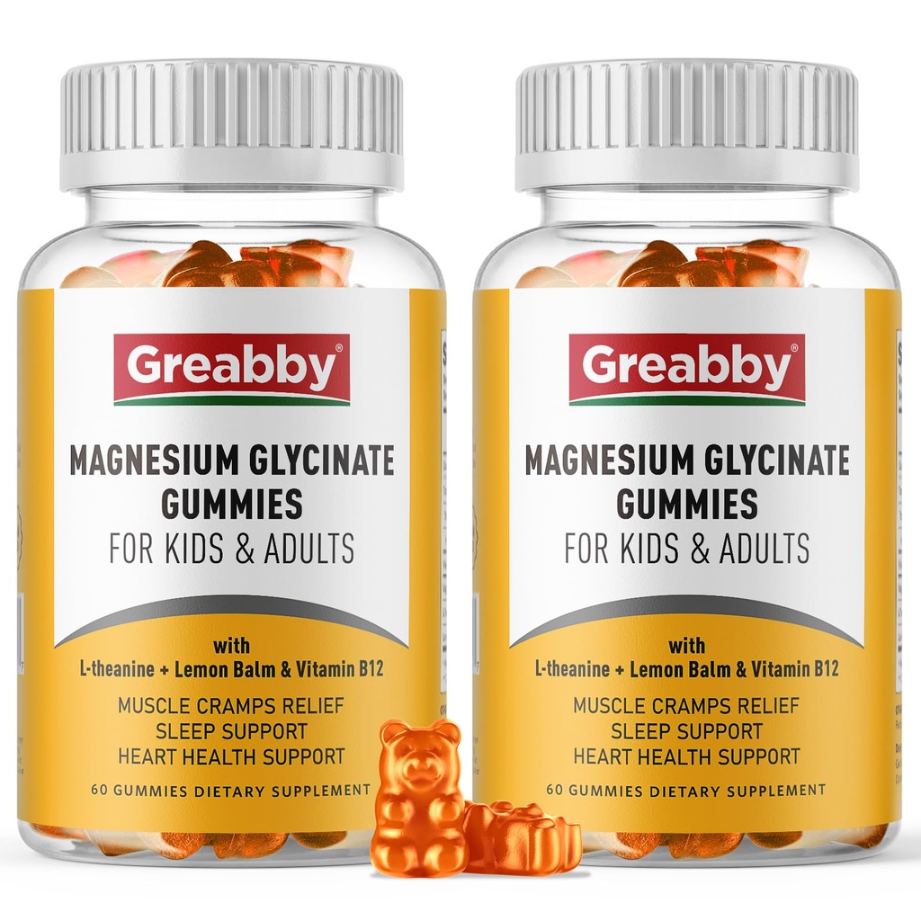 Çocuklar ve Yetişkinler için Magnezyum Glycinate Gummies - Magnezyum Glycinate 300 mg Chewable Supplement - Uyku, Kas, Rahatlama (120Count)