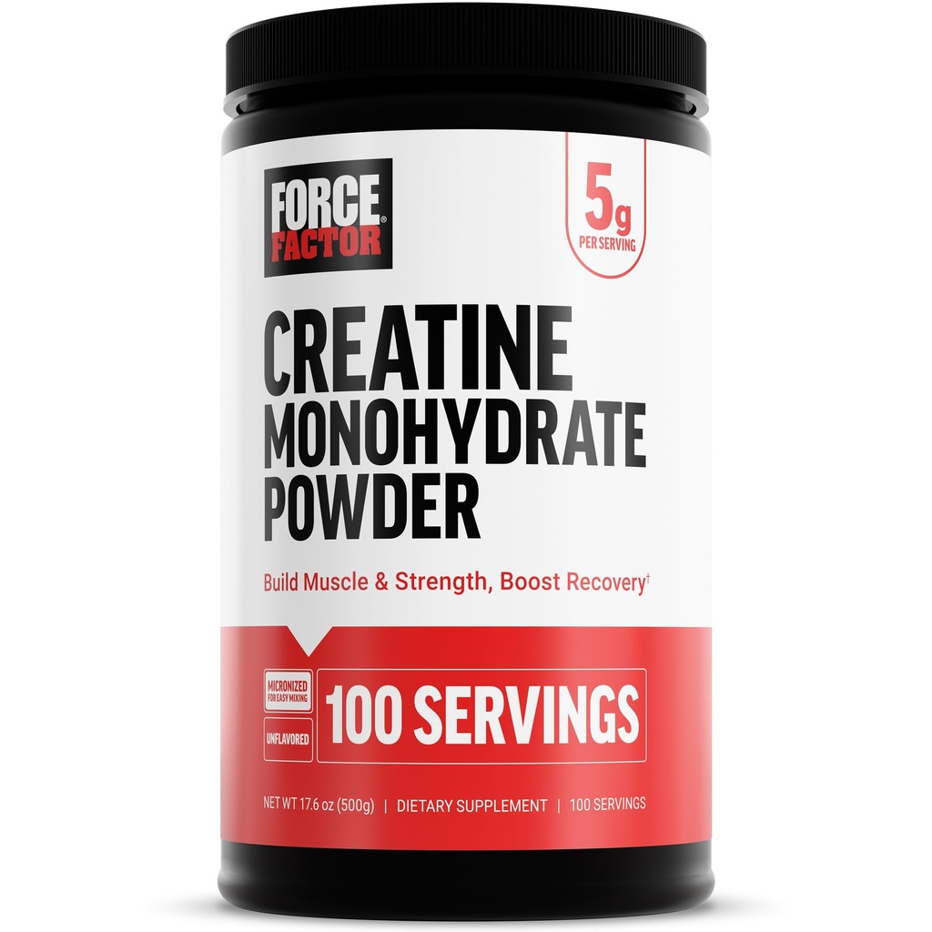 Power Factor Creatine Monohydrate Micronized Powder 500G, 5g Δόση για την υποστήριξη της μυϊκής ανάπτυξης, της δύναμης, της αποκατάστασης, της γνωστικής υγείας & μνήμης, Αγευμένη, 100 υπηρεσίες, 17.6 Oz