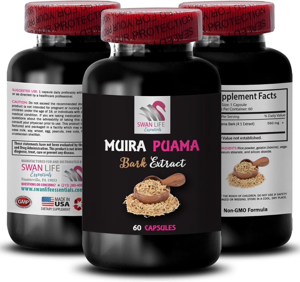 Active Day Companion - MUIRA PUAMA BARK EXTRACT - Plant-based Energy Source, Adventure readiness, Botanical Drive, Mindful Energy Lift, Nature’s Momentum, Energy Synergy Formula 1 Φιάλη 60 κάψουλες