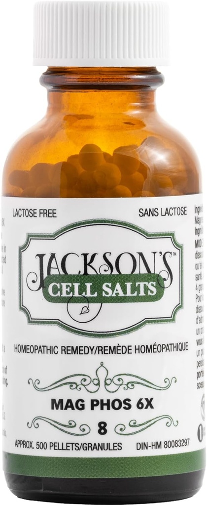 Jackson'ın #8 Hücre Salt Mag Phos 6X (500 Ultrasonik Şişe) - sertifikalı Vegan, Lactose-Free Schuessler Cilt Magnesia Phosphorica 6X