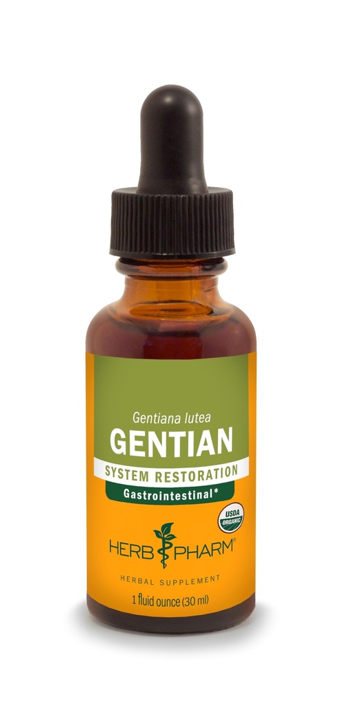 Herb Pharm Certified Organic Gentian Liquid Extract for Digestive Support - 1 Ounce