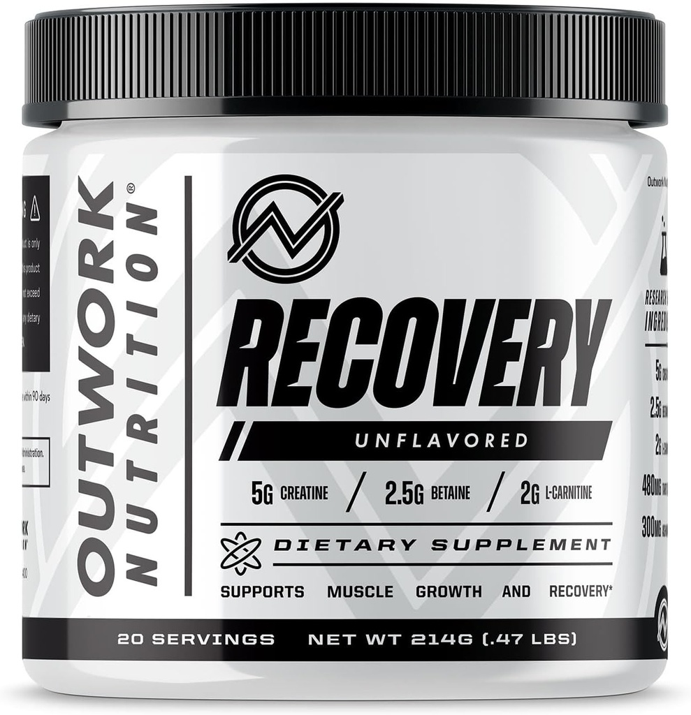 Outwork Nutrition Post Workout Recovery Toz - Kretine Monohidrat, KSM-66 Ashwagandha & Tart Cherry - Hızlandırma, Eases Soreness - Kretine Toz for Men & Women, Unflavored, 240 Gr