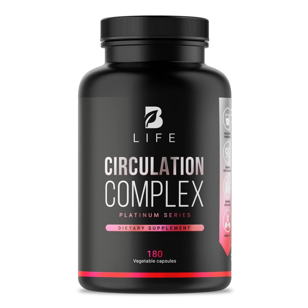 Amacher's Broom, Horse Chestnut, L-Arginine and Resveratrol, Circulation Kompleks | 180 Caps - 45 Days | Made in USA by B Life. (CirculationUSA)