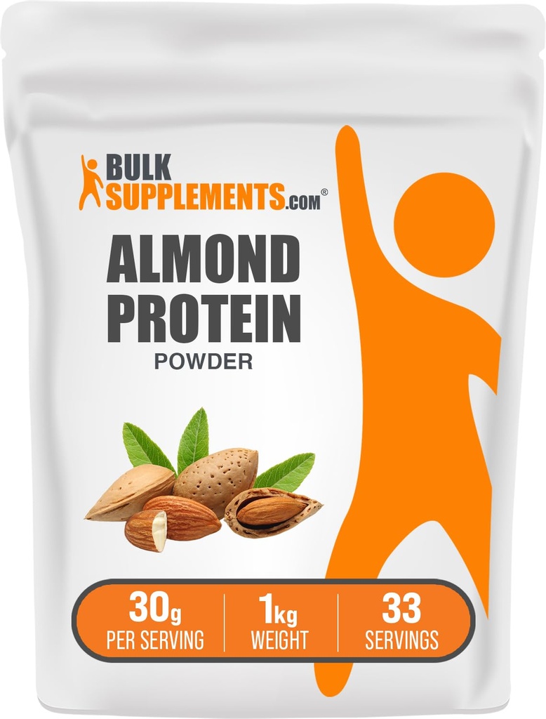BulkSupplements.com Almond Protein Toz - Bitki bazlı Protein, Almond Toz - Vegan, Gluten Free, & No Sugar, 30g per Service, 1kg (2.2 lbs) (Paket 1)