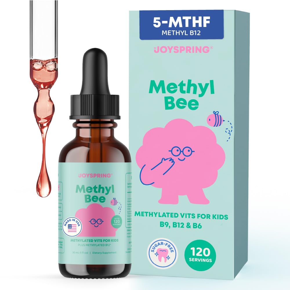 JoySpring Methylfolate for Kids | 5-MTHF Plus Methyl B12 Liquid Drops | Vitamin B12 for Kids | Methylated B Complex | MethylBee Berry Lemonade | USA Made | 30 Servings | Ages 3+