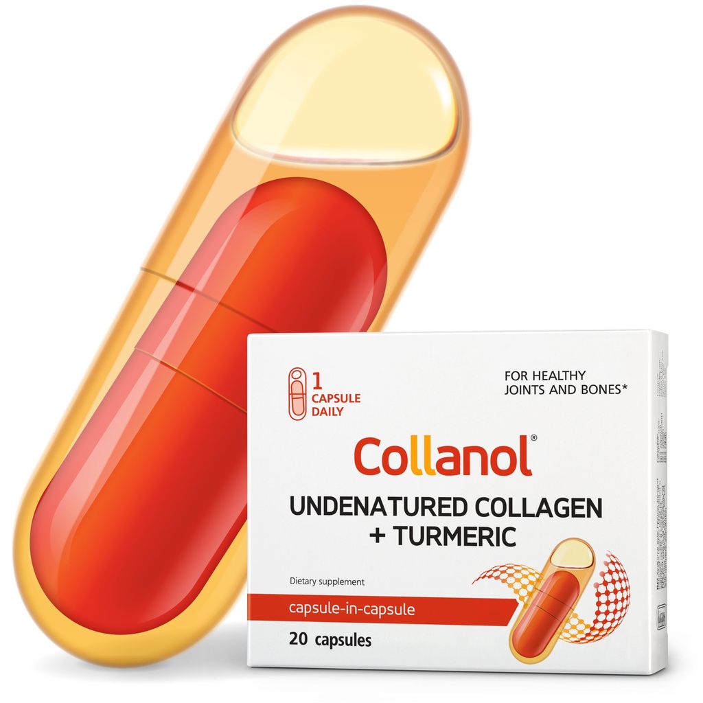 Innovation in The Care of Healthy Joints – Liquid Formula in a Double Capsule. 3D Collagen + Micelle Extract of Turmeric Roots 1 Capsule/Day. Laboratory Tested