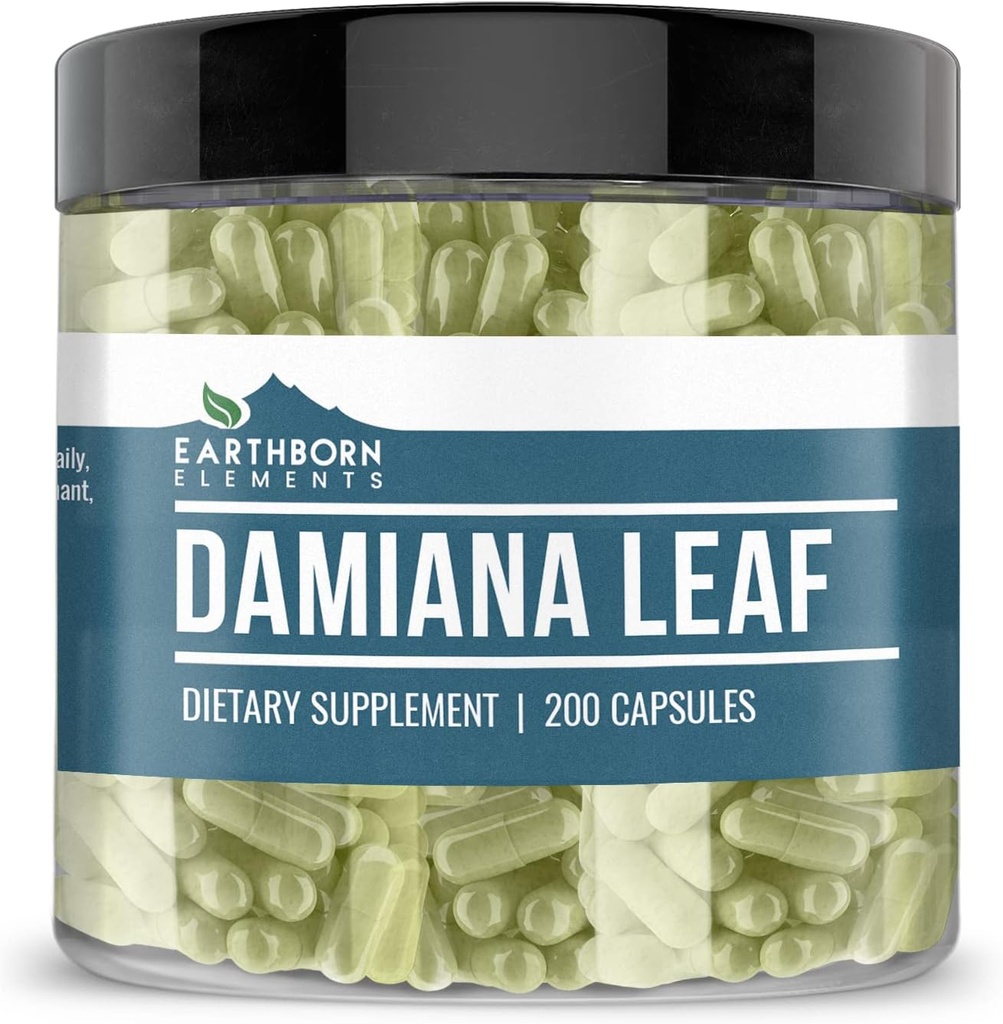 Earthborn Elements Damiana Leaf 200 Κάψουλες, Καθαρές & Αδιάλυτες, Χωρίς Πρόσθετα
