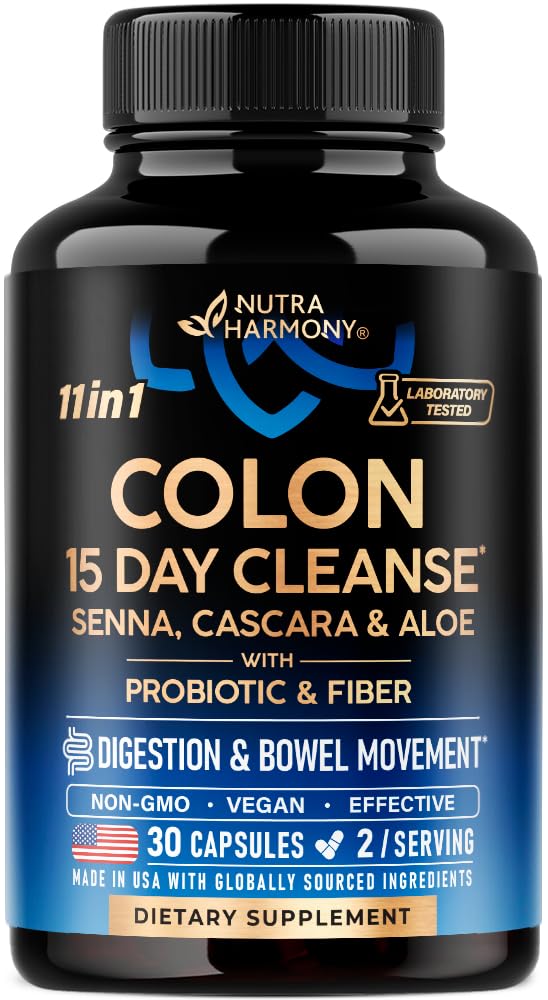 Kolon Cleanse - Kadınlar ve Erkekler için 15 Gün Temiz - Senna | Cascara | Garcinia Cambogia | Probiyotiks & Fiber - Digestion & Detox - Debloating & Bowel Hareketi - Natural & Vegan - ABD'de 30 Capsules