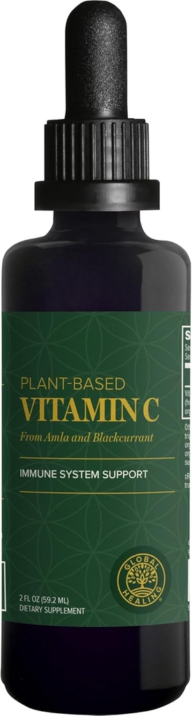 Global Healing Center USDA Organik C Supplement Drops 180mg, Sıvı Vitamin C Plant-Based Antioksi Supplement, Supports Immune System - Vitamina C - Natural Energy for Men and Women (2 Oz)