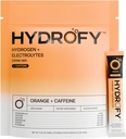 Hydrofy Hidrojen Su + Elytes Drink Mix | H2 Hydration Packets with Molecular Hidrojen, sodyum, Pyum, Magnezyum, Kalsiyum ve Mineraller | No Sugar | Orange + Caffeine 25 ct