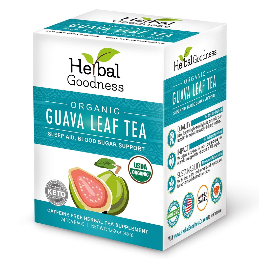 Τσάι φύλλων Guava 24 Τσάι Τσάι - 100% Βιολογικό Φυσικό Τσάι Guava - Hojas De Guayaba Organica για την ανοσοποιητική υποστήριξη, πέψη και χαλάρωση