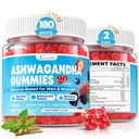 Ashwagandha Gummies for Women & Men - 180 Count - Ashwagandha Supplements with L-Theanine, GABA, Magnesium, Zinc & Vitamin D3, Non-GMO, Sugar Free & Gluten Free
