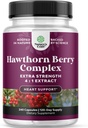 Κάψουλες καρπού Hawthorn υψηλής αντοχής - καθαρό αντιοξειδωτικό συμπλήρωμα καρπού Hawthorn με εκχύλισμα φύλλων & λουλουδιών 4:1 για υγιή καρδιά & πέψη - Ενεργειακή υποστήριξη για άνδρες & γυναίκες - 240 Count Pack