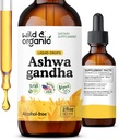 Wild & Organic Ashwagandha Liquid Drops - Calming Ashwagandha Root Extract for Relaxation - 1-Month Supply - Συμπληρώματα βοτάνων για γυναίκες και άνδρες - Vegan, Ζάχαρη & Αλκοόλ-ελεύθερο Βάμμα - 2 fl oz