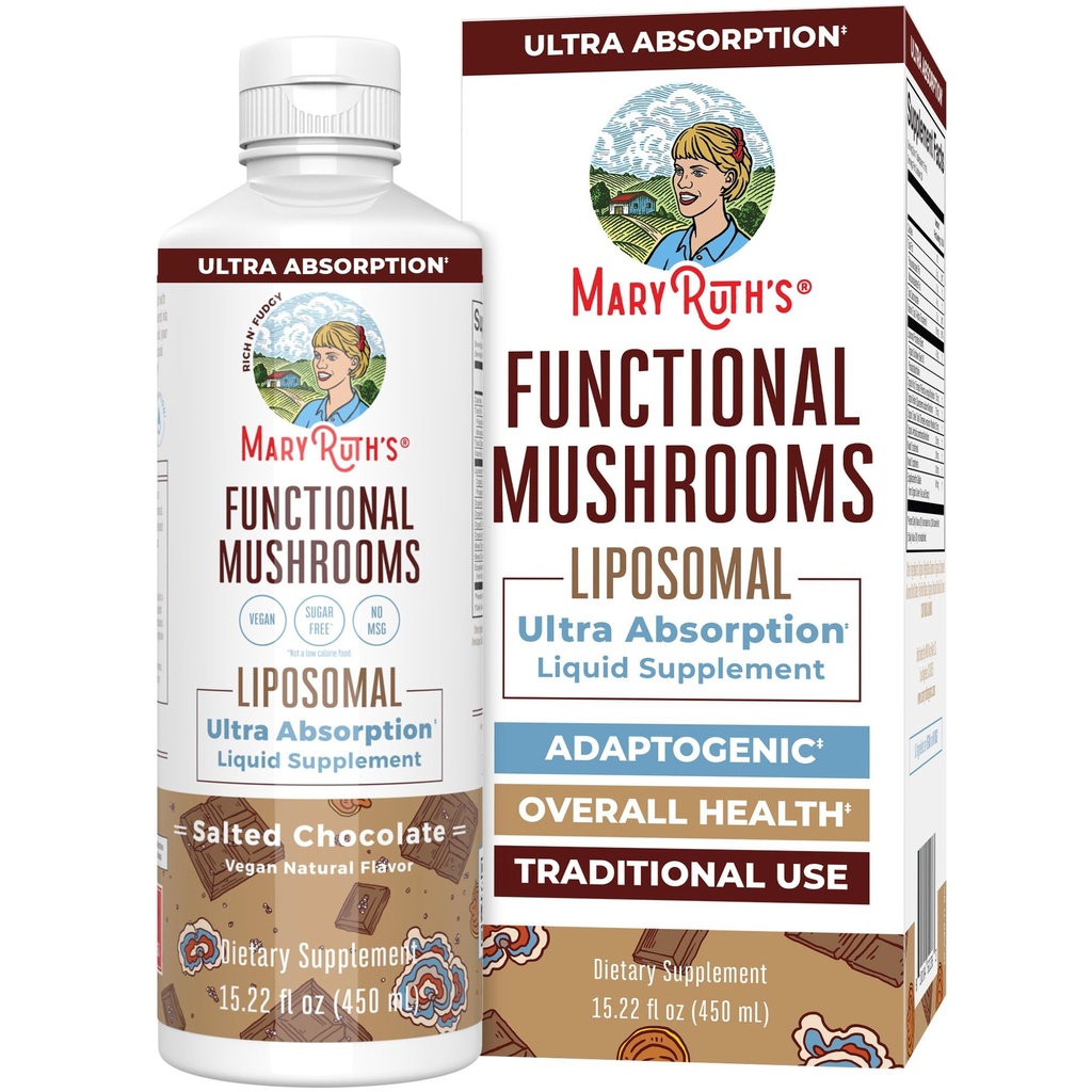 MaryRuth Organics Mushroom, Mushroom Liquid Vitamin, Reishi Mushroom Supplement for Immune Support, Türkiye Tail Vitamini Stres Yardımı, Vegan, Non-GMO, Gluten Free, 15.22 Fl Oz