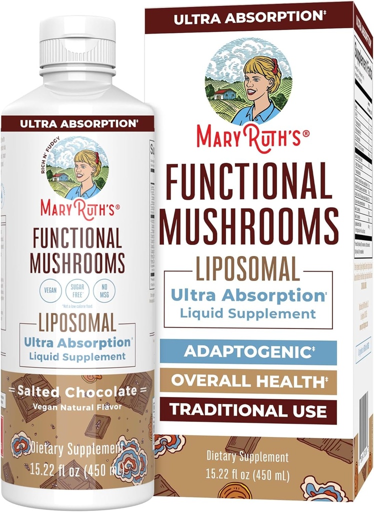 MaryRuth Organics Mushroom, Mushroom Liquid Vitamin, Reishi Mushroom Supplement for Immune Support, Türkiye Tail Vitamini Stres Yardımı, Vegan, Non-GMO, Gluten Free, 15.22 Fl Oz