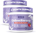 KolonSweep - Strawberry Flavored Probiyotik Psyllium Husk Toz Koloni Temizser,7.8 oz. Fiber Supplement Support for Gut Health - Cleanse for Bloating Relief & Detox- 30 Services (Pack of 2)