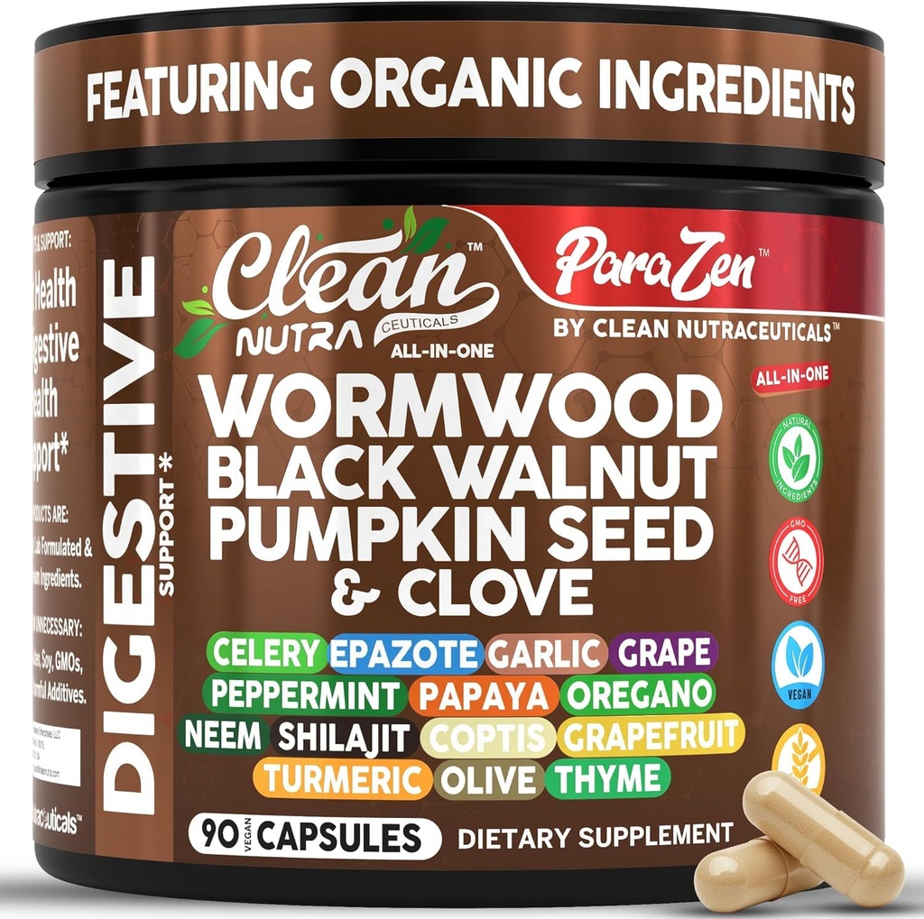 Temiz Nutra Wormwood Black Walnut Riley Tohum Clove Oil Celery Gra Grape Papaya Neem Diatomaceous Earth Womens Probiyotik Gut Health Cleanse Detox Oregano Olive Turmeric Supplement Vegan Capsules