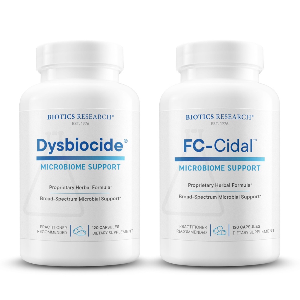 Biotics Research Dysbiocide for Gut Lining, Microbial Balance & Immune Support + FC-Cidal Herbal Blend for GI Function & Microbiome Health – 120 Caps & 120 Caps