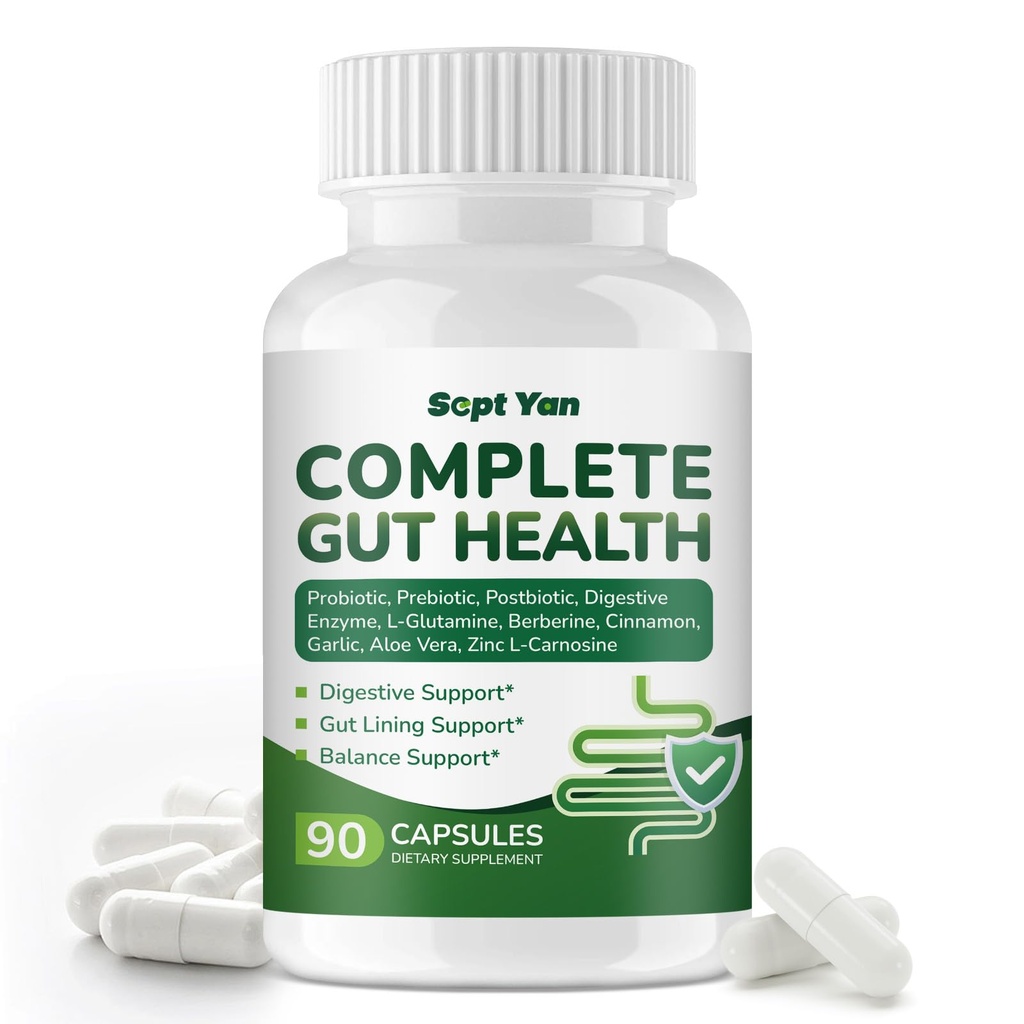 Gut Health Supplement with Prebiotics, Postbiotics & Probiotics for Digestive Health for Women & Men, 80 Billion CFU Probiotics for Gut and Digestion, Immune Support, 90 Capsules