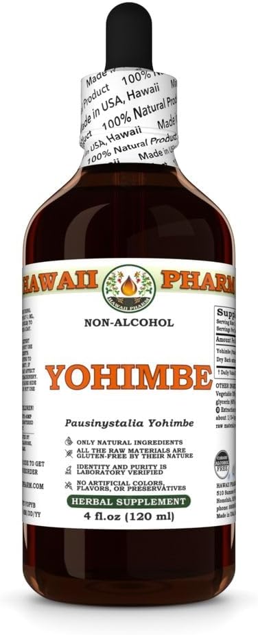 Yohimbe (Pausinystalia Yohimbe) Kuru Bark Glycerite, Hawaii'de Made, All Natural, Vegan, Lab Test Edilmiş Alkol Ücretsiz Sıvı - 4 fl.oz