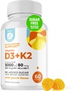 DR. MORITZ Vitamin D3 Gummies (5000 IU) ile K2 - Yetişkinler ve Çocuklar için - Immune Support & Bone Health - Vegan, Sugar Free, Gluten Free (60 Kont)