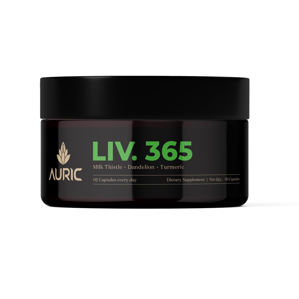 Auric Herbal Liver Support Supplement | Milk Thistle (Silymarin), Turmeric, Garlic, Ginger for Liver Health | Advanced Detox & Cleansing Formula for Active Liver | 60 Capsules