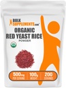 BulkSupplements.com Organic Red Yeast Rice Powder - Organic Red Yeast Rice Supplement, for Heart Health Support - Vegan Friendly, 500mg per Serving, 100g (3.5 oz) (Pack of 1)