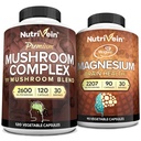 Nutrivein Premium 120 Cap Mushroom Complex 2600mg & 90 Cap Magnesium 2207mg Bundle - 11 Μανιτάρια - Lions Mane, Chaga, Reishi, Cordyceps, & More - Ανοσοποιητική & εγκεφαλική λειτουργία Plus Μνήμη & Εστίαση
