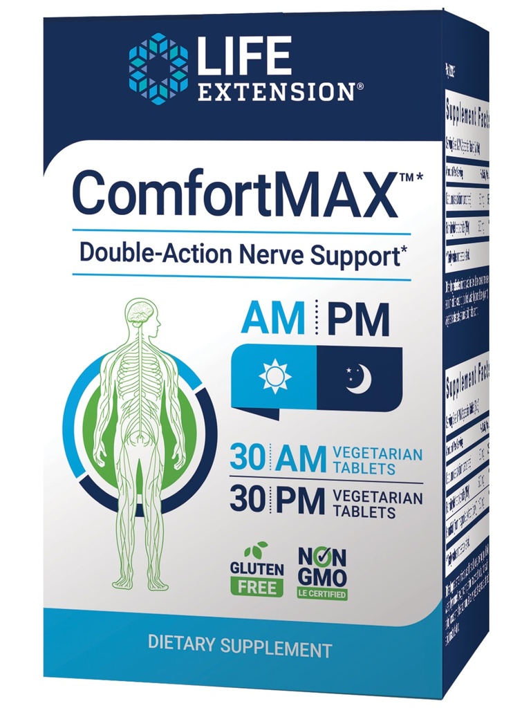 Life Extension ComfortMAXTM, honokiol ve Pea for Nerve Support &ease, Gluten-Free, Non-GMO, Vegetarian, 60 Tabletler
