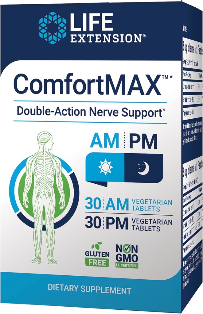 Life Extension ComfortMAXTM, honokiol ve Pea for Nerve Support &ease, Gluten-Free, Non-GMO, Vegetarian, 60 Tabletler