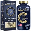 Granions Thermogenic Hydrolyzed Collagen Burn - Hyaluronic Asit, C vitamini - Hücresel Savunma ve Dermal Onarım Kadınlar ve Erkekler için Çok Kollar - 90 Pills