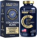 Granions Thermogenic Hydrolyzed Collagen Burn - Hyaluronic Asit, C vitamini - Hücresel Savunma ve Dermal Onarım Kadınlar ve Erkekler için Çok Kollar - 90 Pills