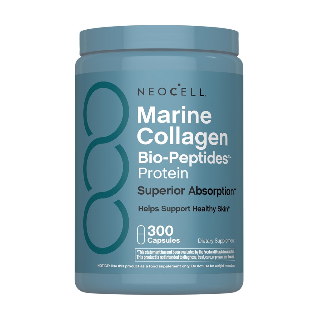 NeoCell Marine Collagen Peptides Capsules | 300 Pills | with Hyaluronic Acid | Plus Vitamin C | Superior Absorption Bio-Peptides for Women and Men | Premium Formula Supplement