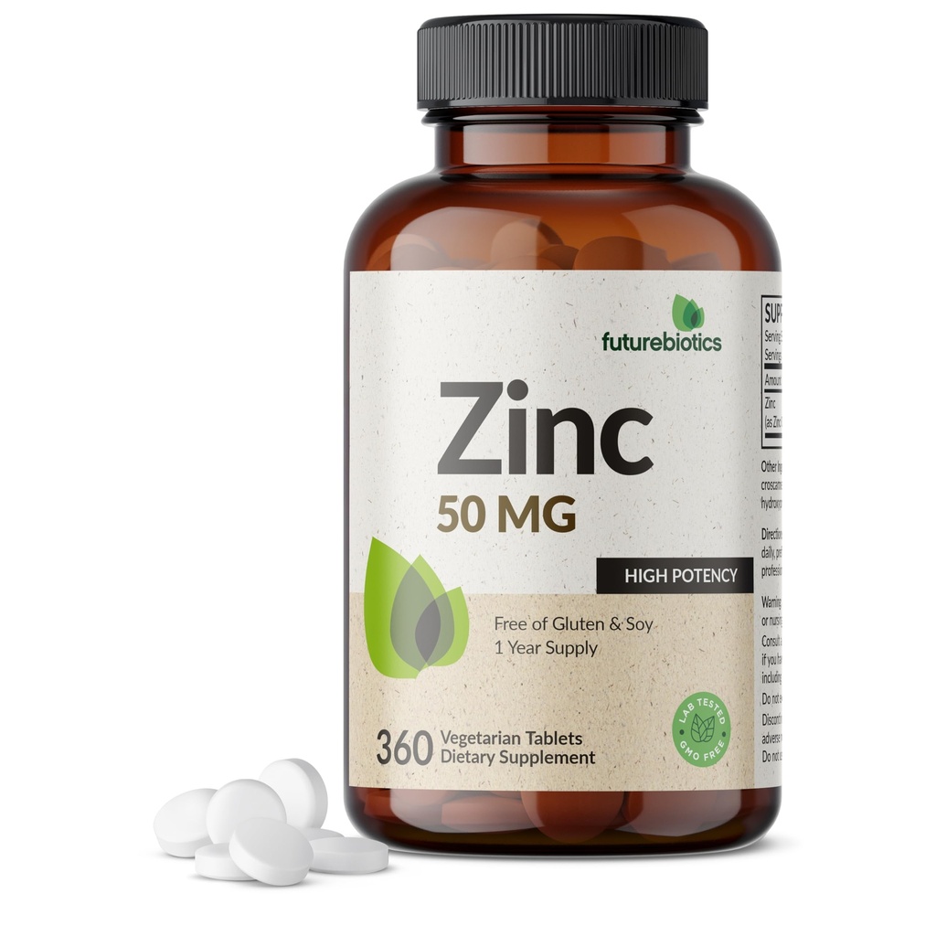 Futurebiotics Zinc 50 MG High Potency, 1 Year Supply - Non-GMO 360 Vegetarian Tablets
