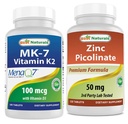 Best Naturals Vitamin K2 (MK7) with D3 & Zinc Picolinate 50 mg