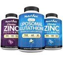 Nutrivein Premium Zinc Picolinate, Zinc Gluconate, & Liposomal Glutathione Supplement Bundle: Glutathione Liposomal Supplement & Zinc Supplements for Men & Women - Immunity, Digestion, Detox, & Repair