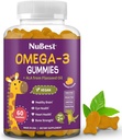 Çocuklar ve gençler için en iyi Omega 3 Gummies, Flaxseed Oil | Destekler Beyin Büyümesi, Ruh Clarity, Focus ve Eye Health | NoEDIT Sugar | Orange Flavor | 60 Premium Vegan Gummies | 1 Ay Supply
