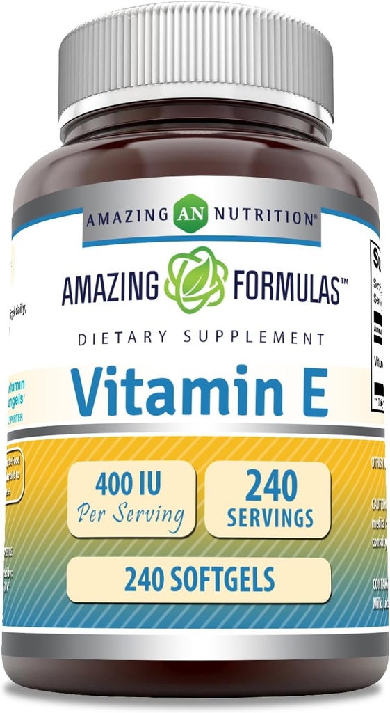 Amazing Formulas Vitamin E Supplement | 400 IU Per | 240 Softgels | Non-GMO | Gluten-Free | Made in USA