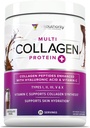 Multi Collagen Peptides σε σκόνη για γυναίκες - Hydrolyzed Chocolate Collagen σε σκόνη για γυναίκες με τύπους I II III V & X Βιταμίνη C & Υαλουρονικό οξύ για δέρμα μαλλιών και νύχια (Chocolate) - 30 Σερβιέτες
