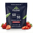 Flow Formulas Strawberry Endurance Drink Mix, 30 Servings | Top 12 Allergen-Free, Carbohydrate & Electrolyte Sports Fuel Powder for Performance Training, High Carb Hydration, Gluten-Free