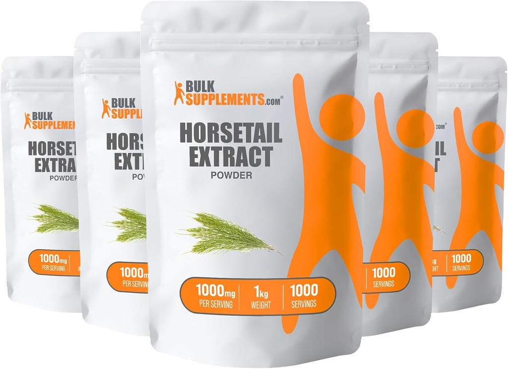 BulkSupplements.com Horsetail Extract Powder - Horsetail Supplement, from Horsetail Herb - Silica Supplements, Gluten Free, 1000mg per Serving, 5kg (11 lbs) (Pack of 5)