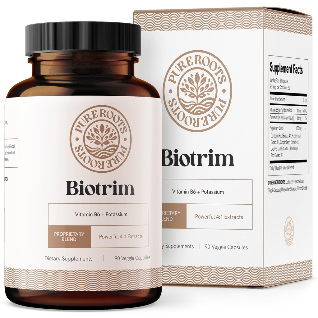 Caffeine-Free Water Pills for Swollen Legs and Feet - Contains The Best Natural Diuretics for Water Retention in Legs and Feet - Biotrim Helps Reduce Your Swollen Feet and Legs (with Dandelion Root)