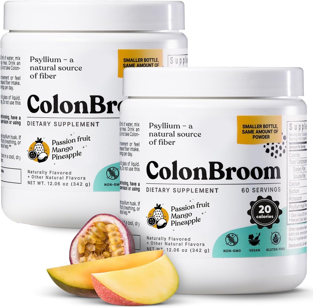 KolonBroom Psyllium Husk Toz (Tropical Fruits, 120 Servisler) - Kolon Sağlığı - Kolon Broom Fiber Toz İç - Vegan, Gluten Free Fiber Toz Supplement